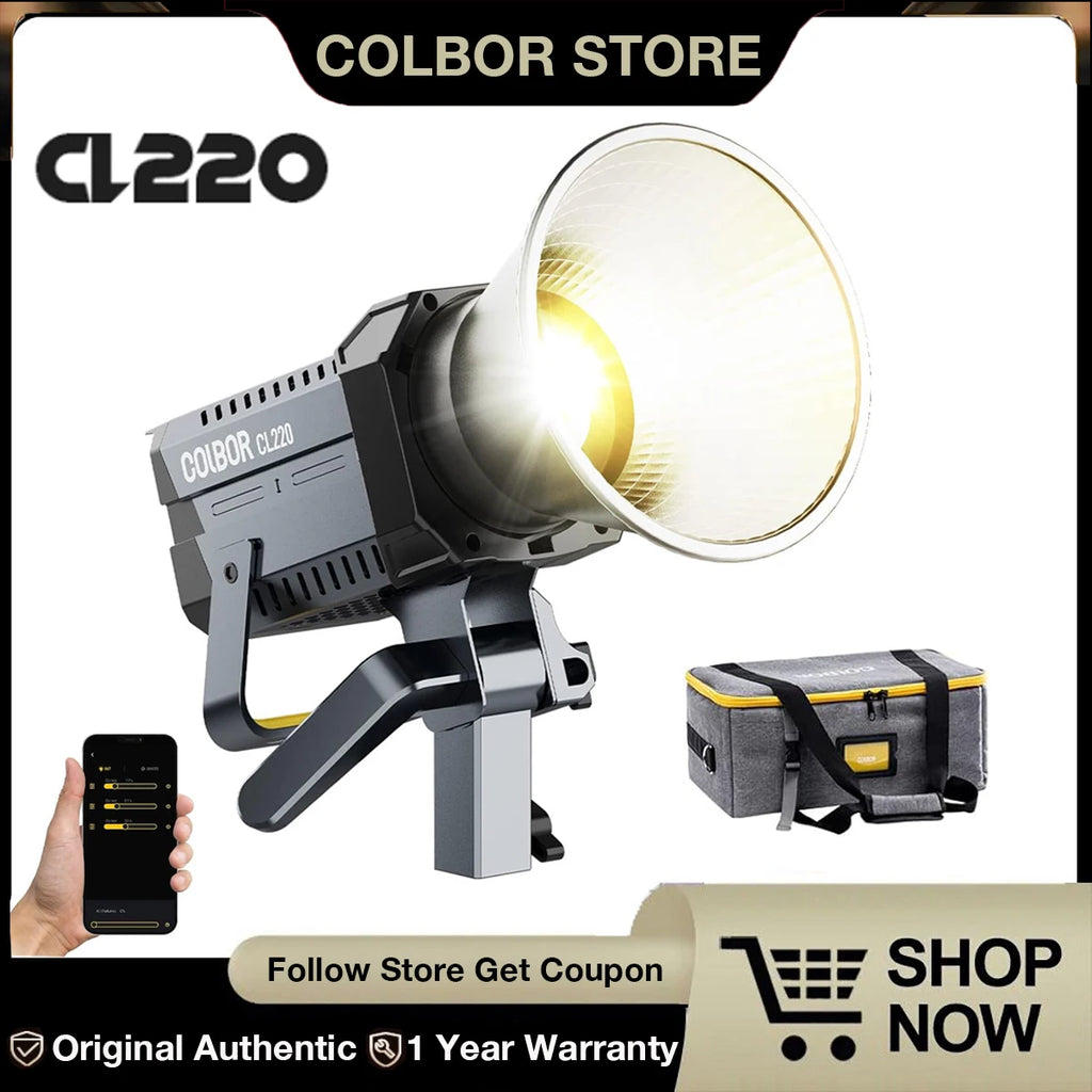 LED Video Light 220W Bicolor COB Studio Lamp with Bowens Mount Tidesmit