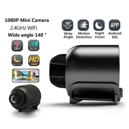 Tidesmit X5 1080P Mini Security Camera with night vision and motion detection in a lightweight portable design