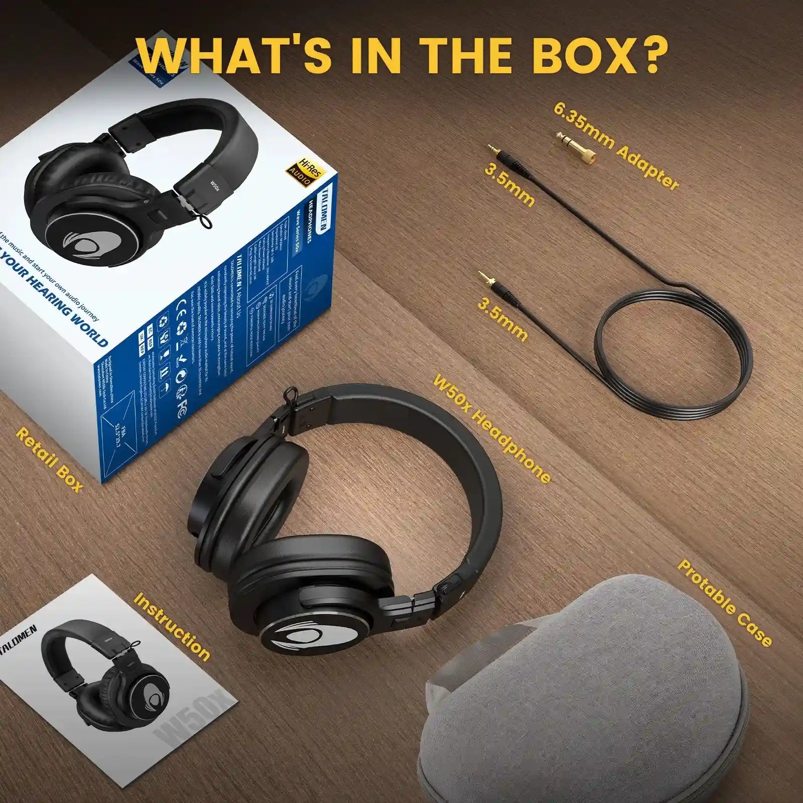 Professional Over-Ear Studio Monitor Headphones - W50x Series Tidesmit