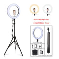 19-inch LED ring lamp on a 2-meter tripod stand for photography and video, with phone holder and carrying bag.