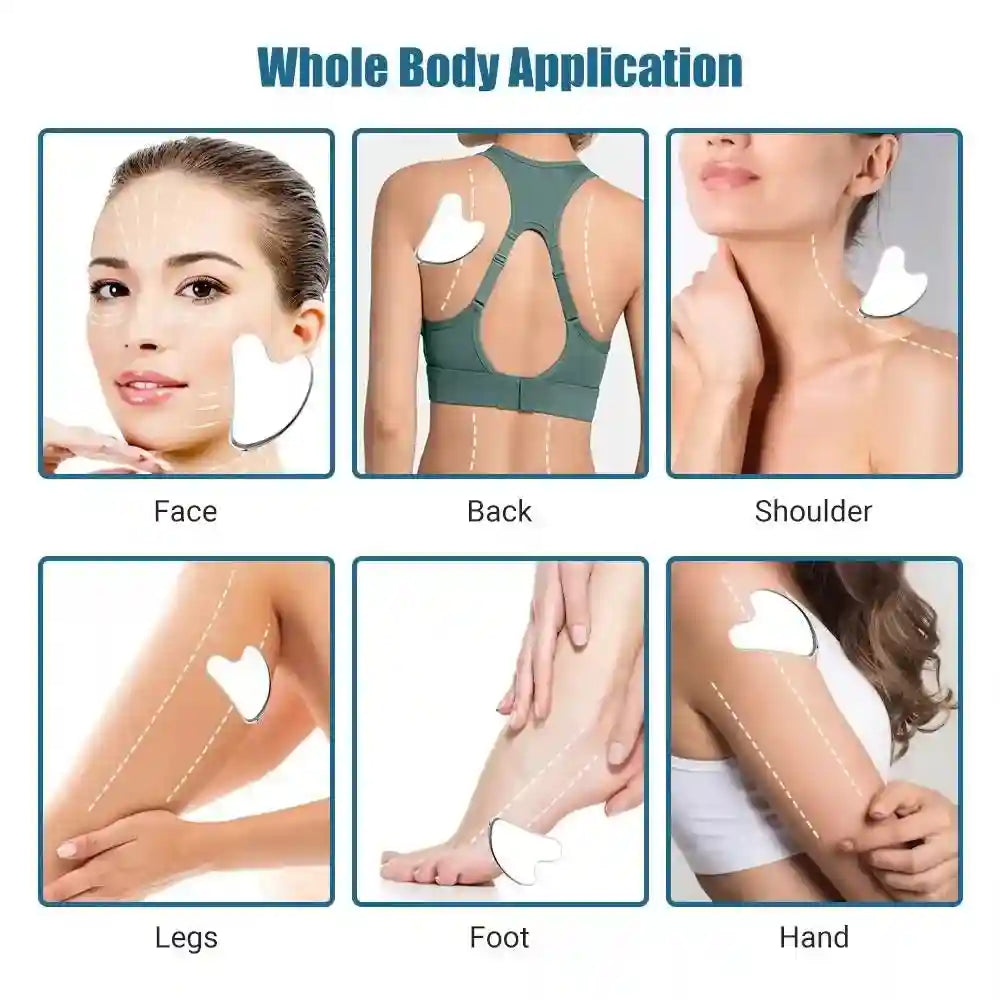 Stainless Steel Gua Sha Face Massager - Ergonomic Heart Shape Tool Eye Massage Instrument Tidesmit