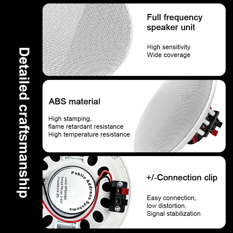 SUMWEE 8 Ohm Full Range Stereo Sound Passive Ceiling Speakers Home Theater Background Music Audio System 5 Inch In Wall Speakers