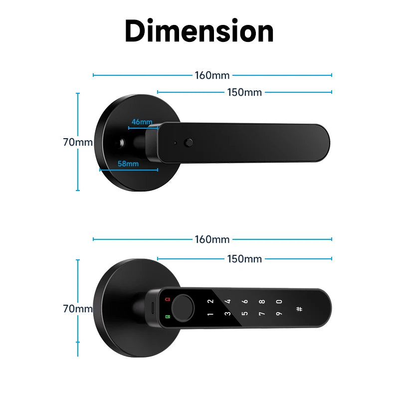 ICCSSI Smart Door Lock Fingerprint Lock Fingerprint/Tuya APP/Password/IC Card/key Unlock Multi Language Audio Playback B208APRO