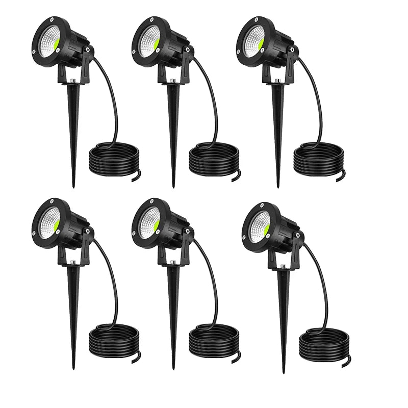 1 Meter Cable IP65 LED Garden Lawn Lamp Light 5W 10W Spike Landscape Lamp AC DC12V24V Warm White Blue Spot Lights 220V110V