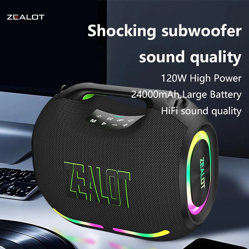 ZEALOT-ZE01 300W Big Power Wireless Speaker TWS Subwoofer Bluetooth Speaker High Volume Waterproof Portable Mobile Power HIFI Sound Qual Ultra-Long Battery Life