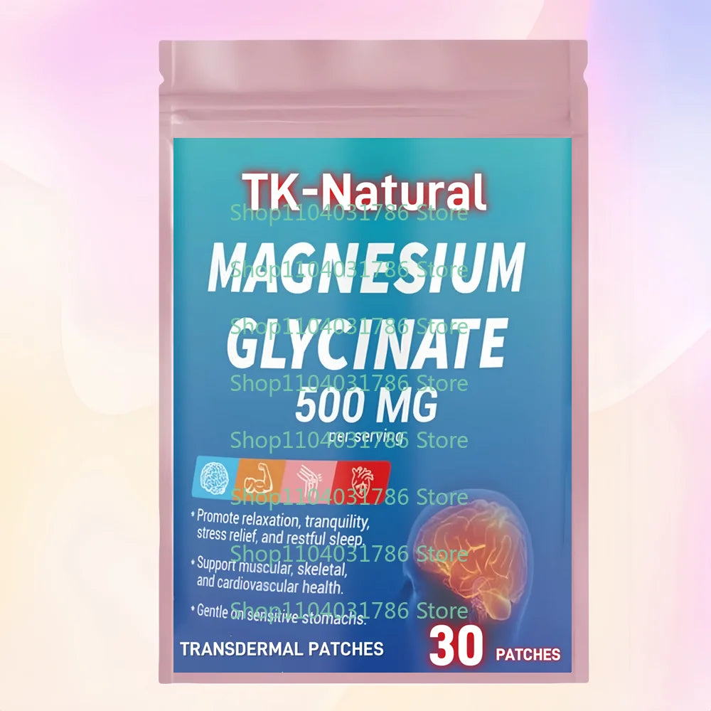 30 Patches Magnesium Glycinate Transdermal Patches for Stress, Relaxation, Support Nerve, Muscle, Bone, Heart Health