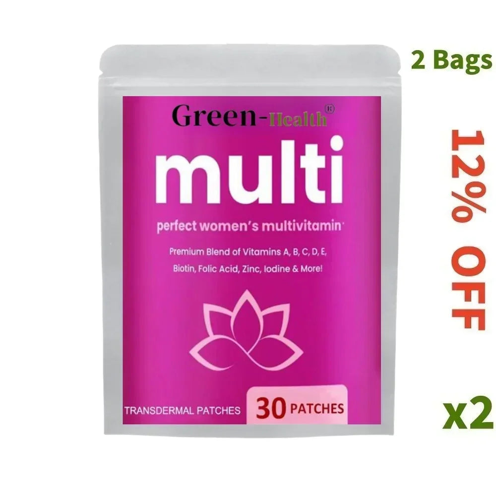 Tidesmit 30-count women's multivitamin transdermal patches with A, B, C, D, E & Biotin for immune & heart health support.