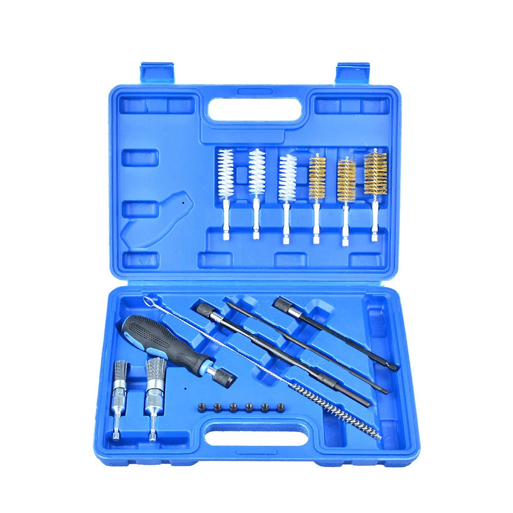 Podofo Universal Diesel Injector Seat Port Cleaning Tool Kit 19Pcs Decarbonising Fuel Nozzle Repair Tool Set
