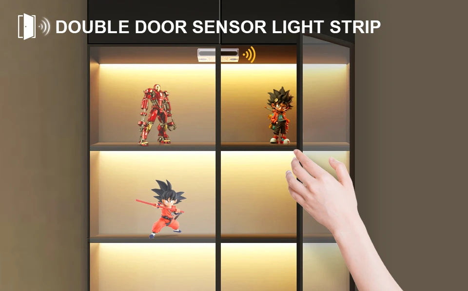 12V COB LED Strip Light Smart Double Door Sensor Switch Cabinet lights for your room Lighting Dupont LED Tape Door Open Light-ON