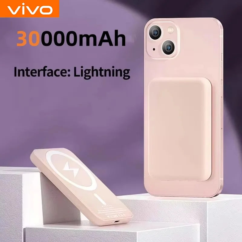 Magnetic Power Bank 50000mAh - Fast Wireless Charger for iPhone Pink 30000mAh Tidesmit