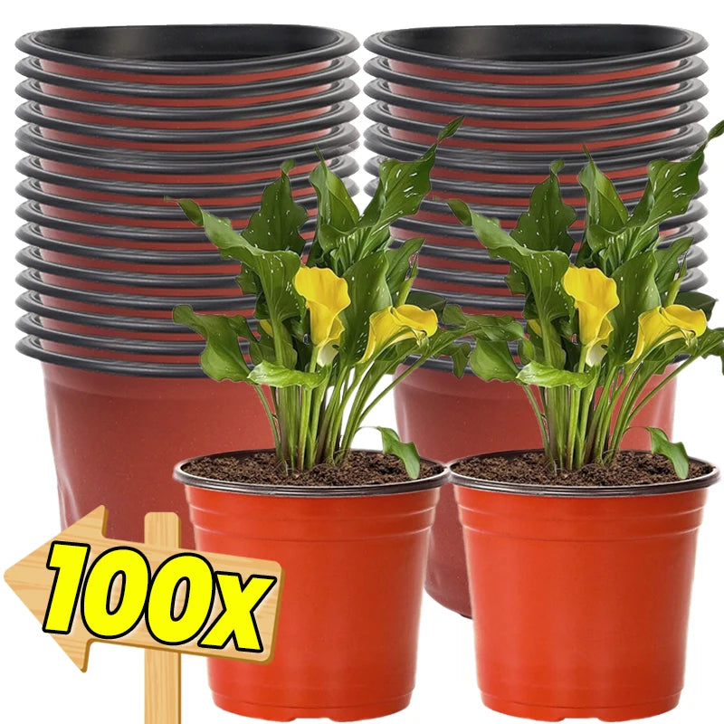 100-20PCS Plastic Nursery Pots With Holes Garden Succulents Cuttings Transplanting Pot Reusable Seedling Flower Plant Containers