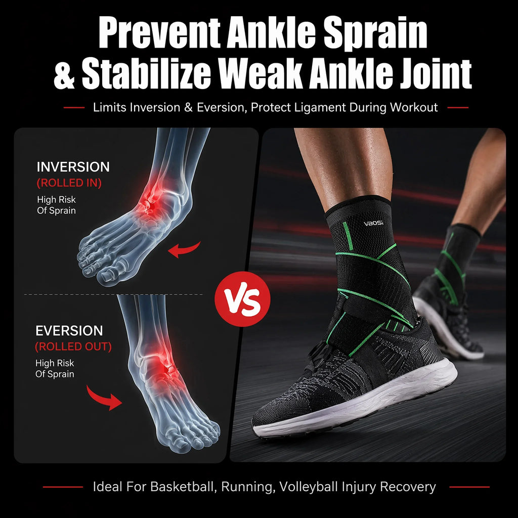 VBOSI Ankle Brace Compression Support Sleeve with Adjustable Strap for Men Women, Breathable Knitted Ankle Support for Sprain, S
