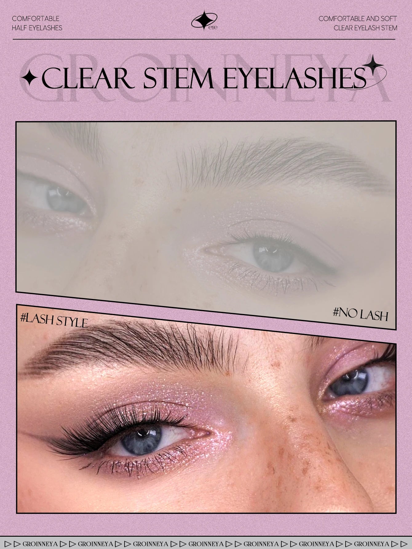Half Lashes Natural Look Faux Mink Wispy Eyelashes with Clear Band False Eyelashes Tidesmit