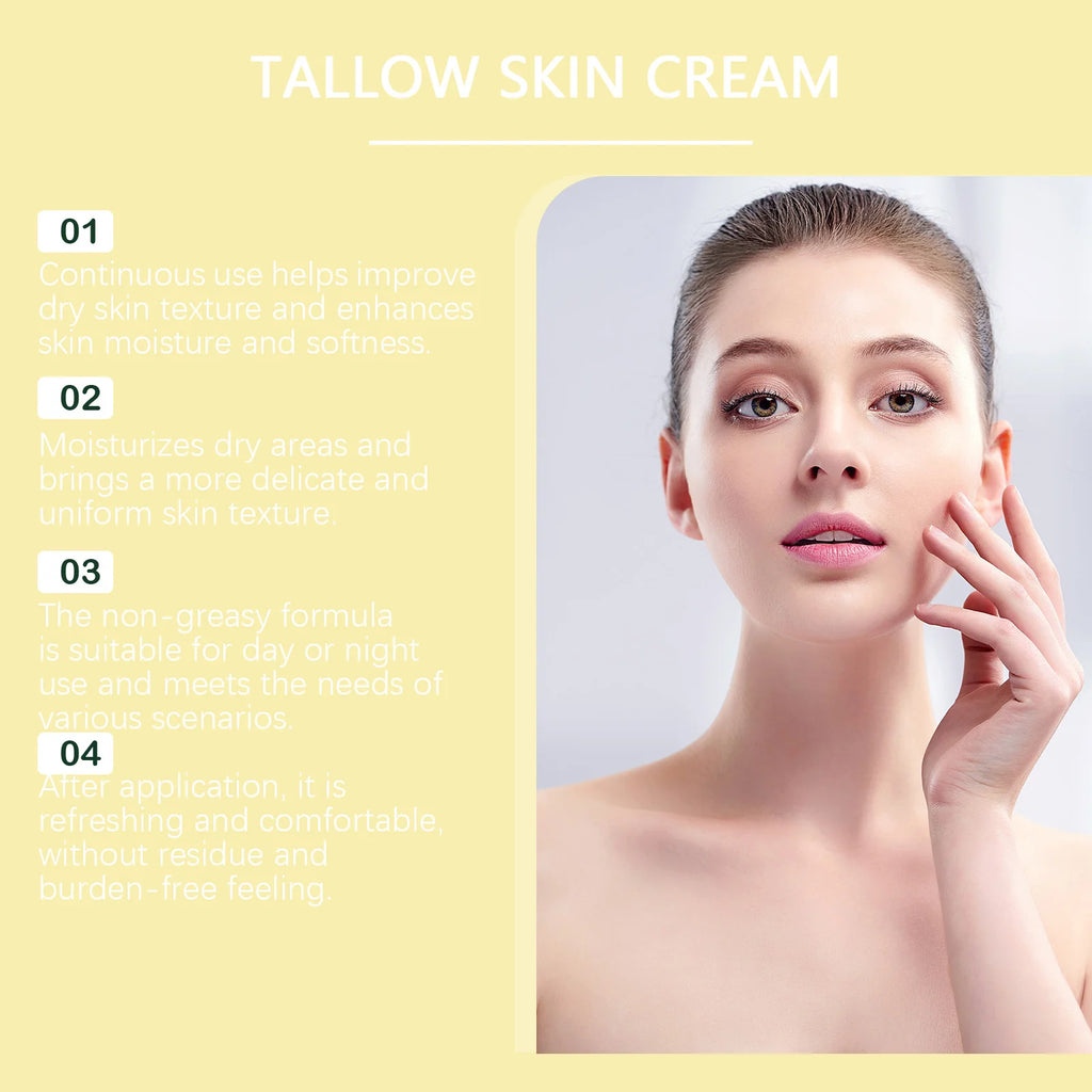Tallow Face Cream Relieve Dryness Tighten Smooth Repair Roughness Soothing Facial Skin Nourishing Moisturizing Beef Tallow Balm