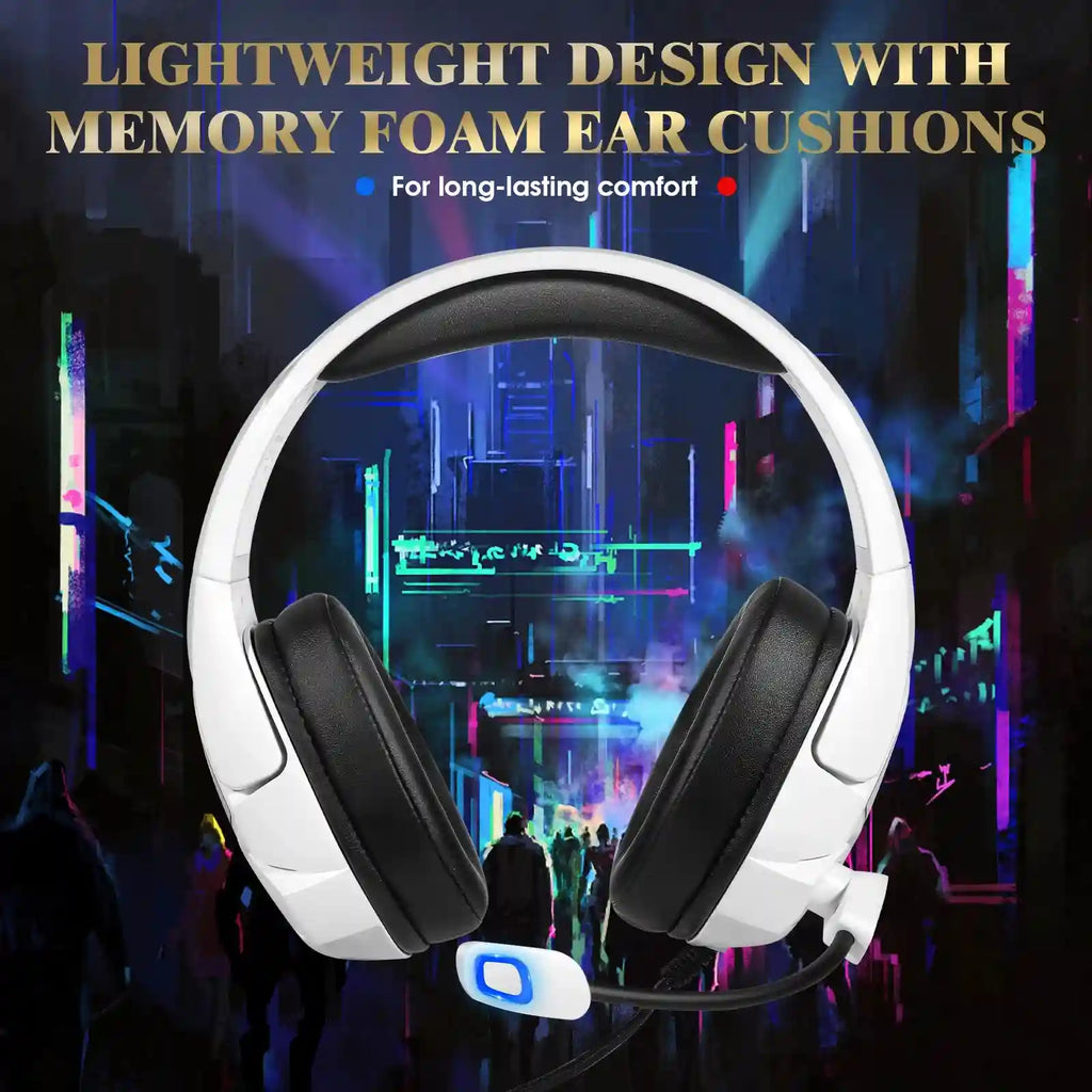 Gaming Headset G3000 White: Low Latency Over-Ear PC & PS5 Audio Tidesmit