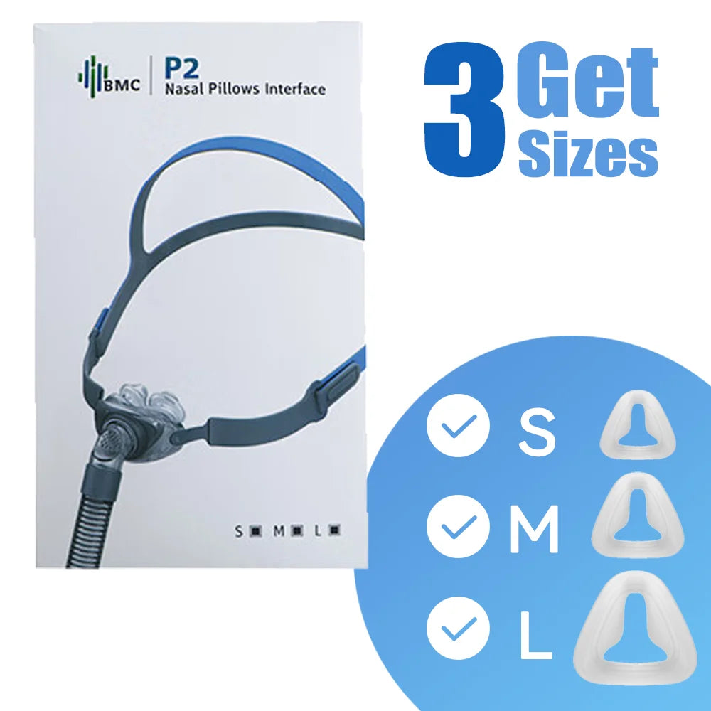 BMC Nasal Pillows Mask PM2 Soft Silicone CPAP Accessories Front Hose Full Size Kit Nose Pads 22mm Tub Diameter