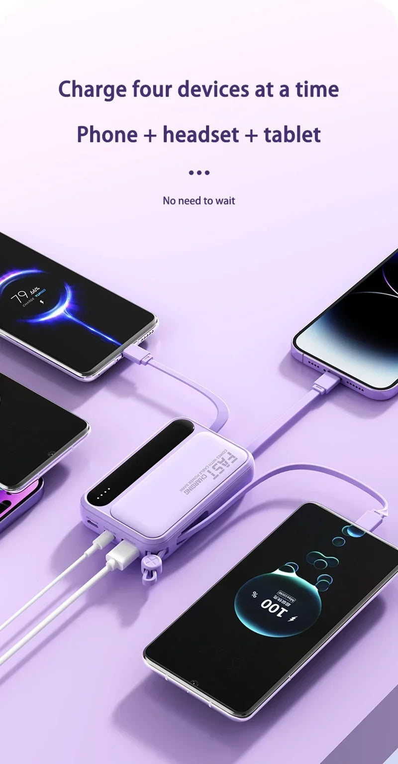 Tidesmit Portable Charger: Fast Charging Power Bank with 4 Cables Tidesmit