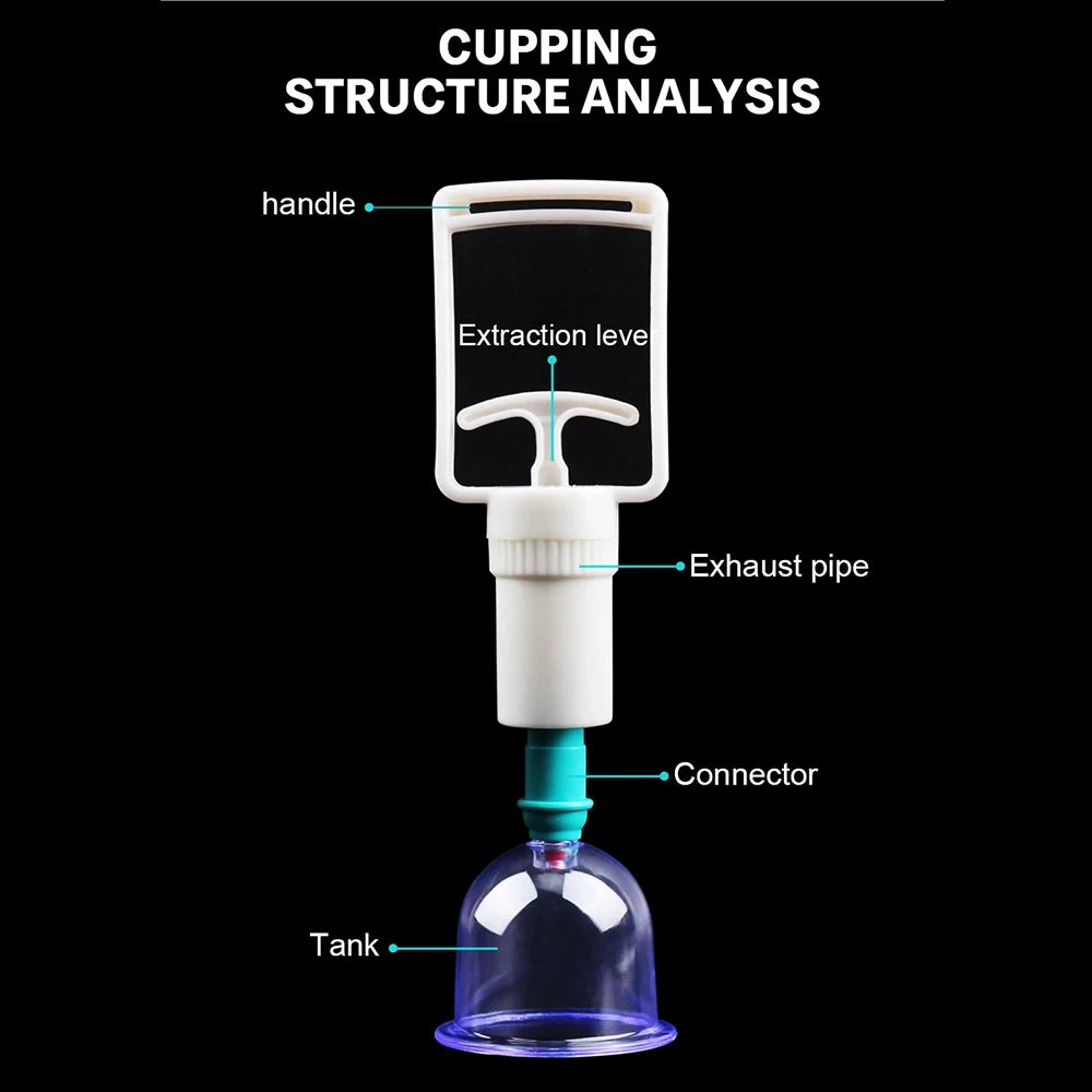 Vacuum Cupping Massage Kit with 6 Suction Cups - Tidesmit Body Shaping Massage Equipment Tidesmit