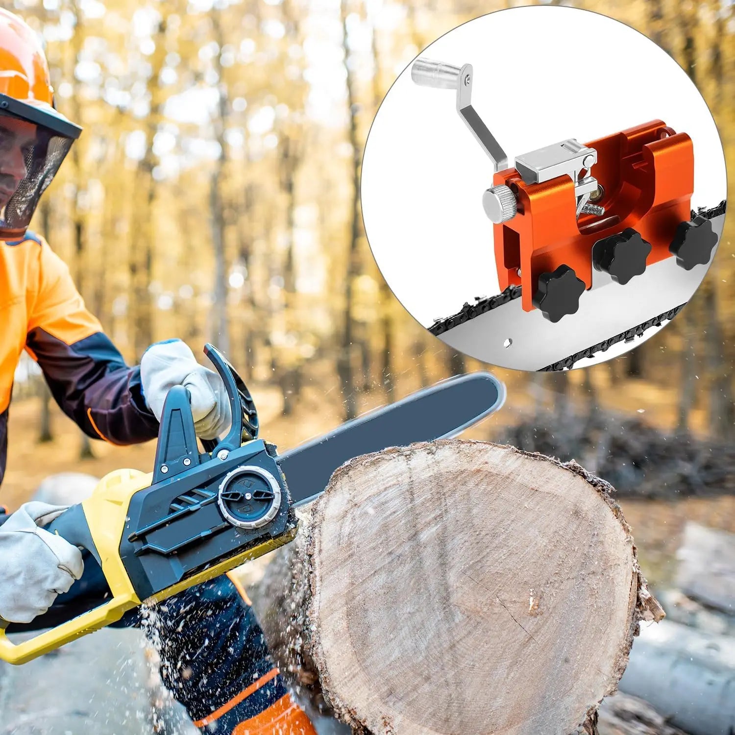 Fast  Chain Sharpener, Chainsaw Sharpener Kit, Portable Hand Crank Chainsaw Chain Sharpener Set, for All Kind Of Chain Saws
