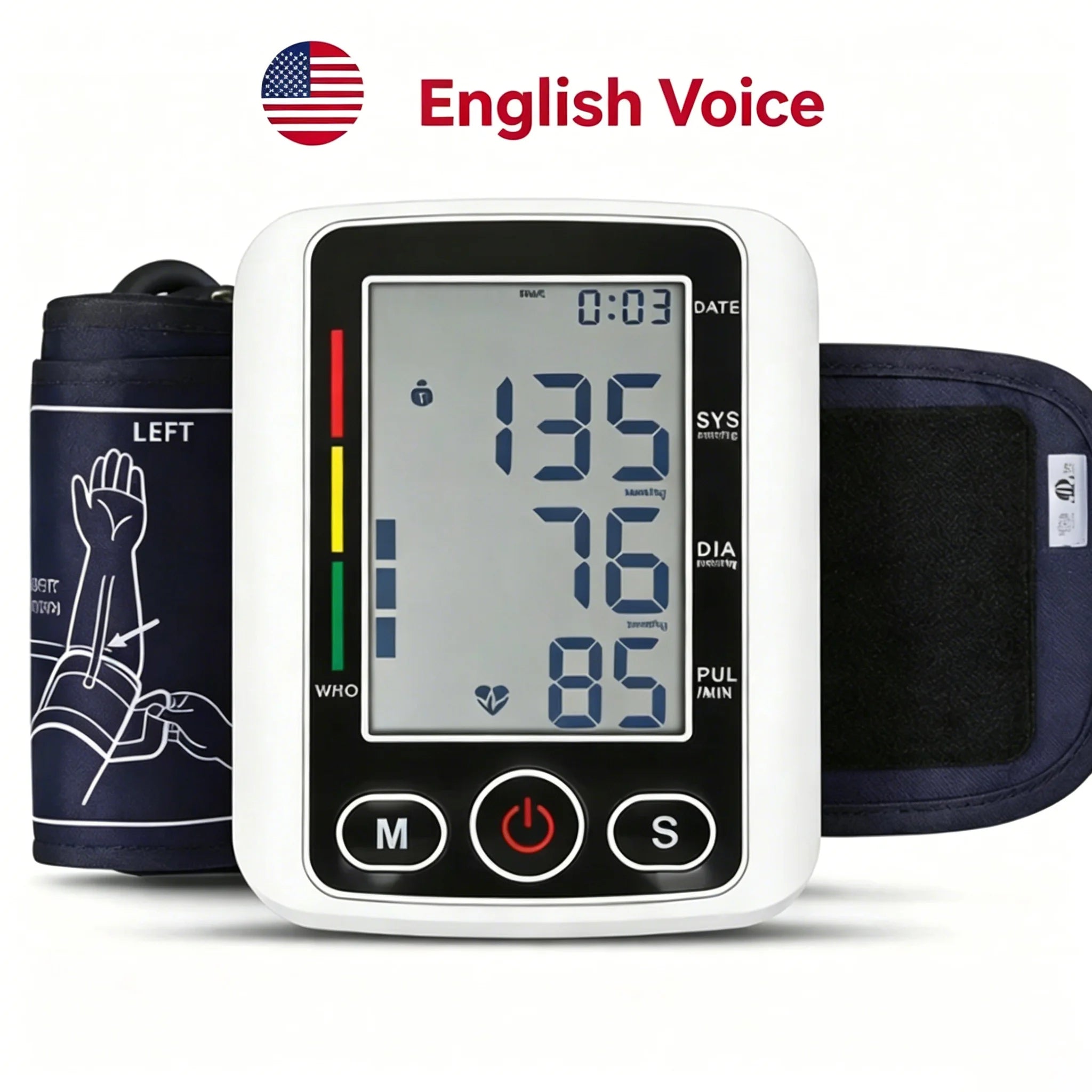 Blood Pressure Machine, Automatic Digital Upper Arm Blood Pressure Monitor with Adjustable Large Cuff