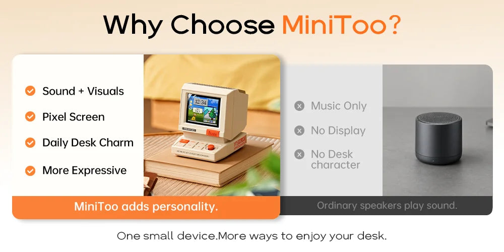 Divoom MiniToo Retro Mini PC Style Speaker Bluetooth Alarm Clock with White Noise Desk Decorative Creative Gift