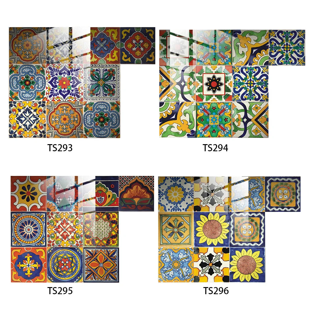 10Pcs Tile Decals Waterproof Mandala Backsplash Tile Decals Peel and Stick 10x10cm Self Adhesive for Bathroom Kitchen Backsplash