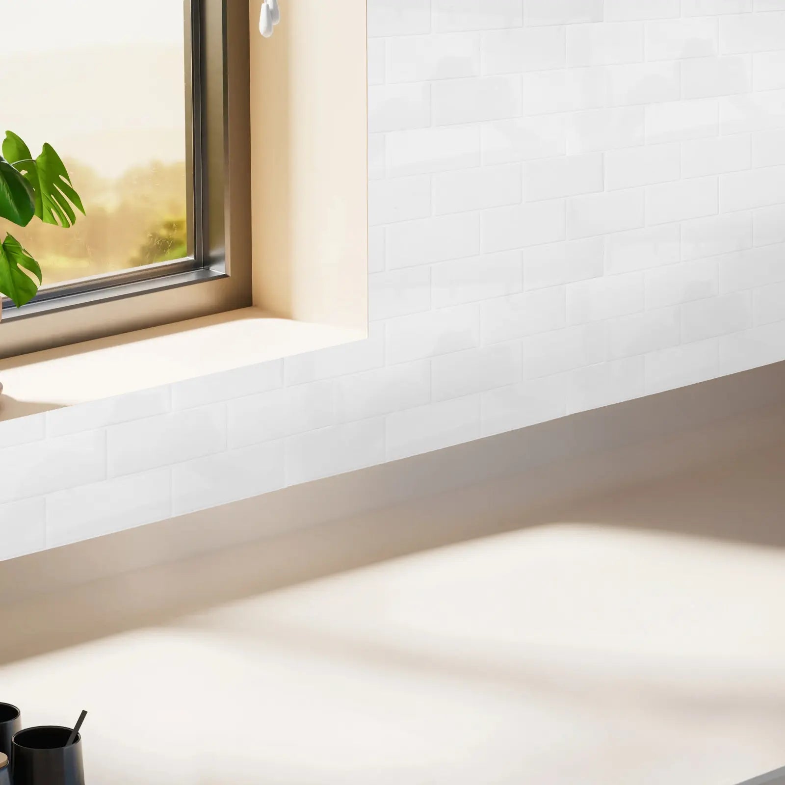 6Pcs Kitchen Tile Stickers Waterproof Peel and Stick Backsplash Tiles Self Adhesive Stone Look Wall Panels for DIY Kitchen