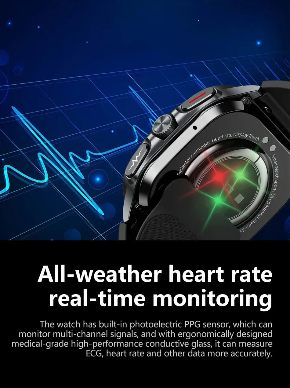 New AI Diagnosis Smart Watch Men, Air Pump Airbag Accurate Measure Blood Pressuer ECG Uric Acid Lipid Smartwatches For XIAOMI