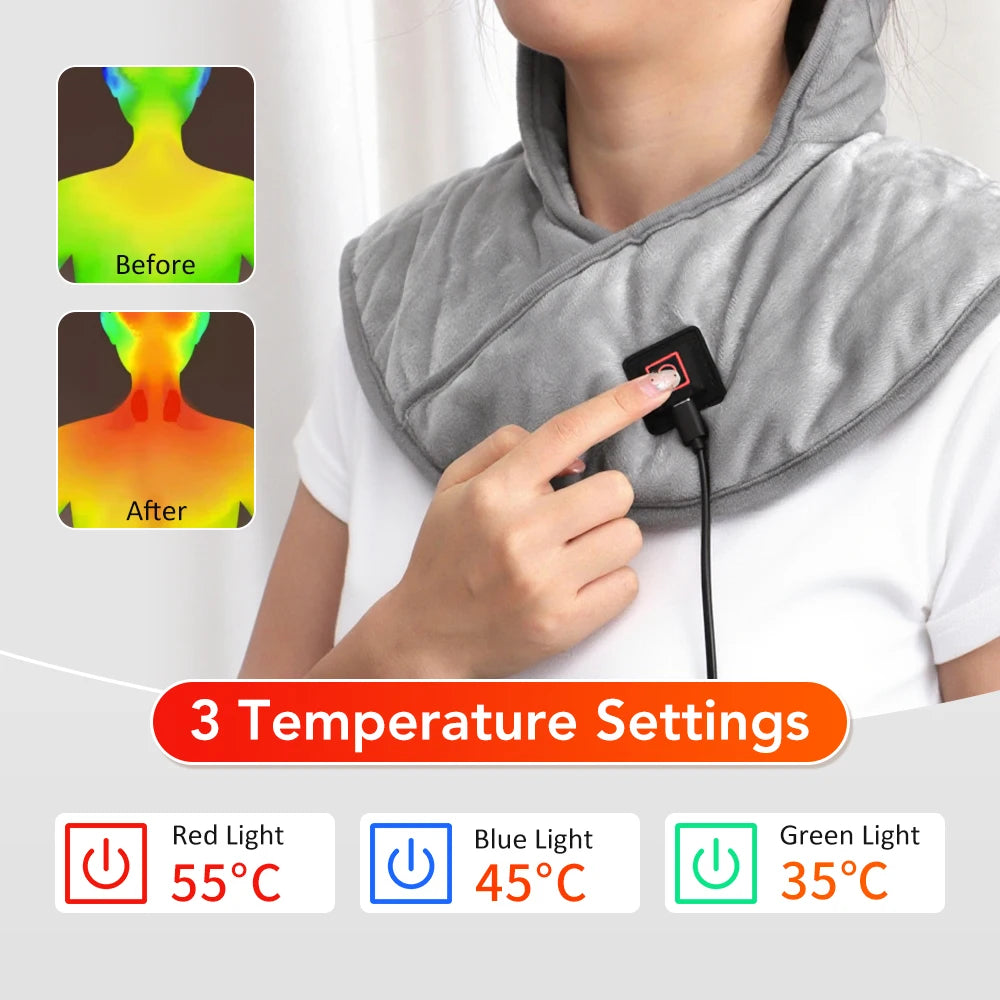 Electric Heating Neck Shoulder Massager - USB Rechargeable Cervical Pad Fascia Gun Tidesmit