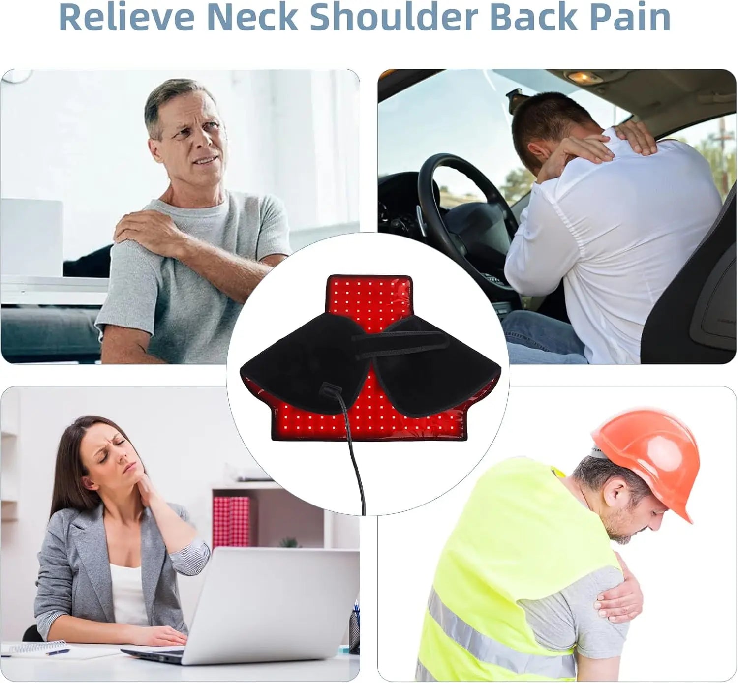 Red Light Therapy Neck Wrap - Dual-Chip LED Pad for Muscle Relief Massage Chairs Tidesmit