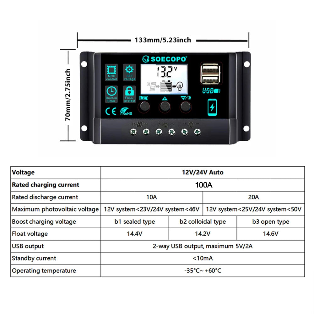 SOECOPO 10000W Solar Generator Kit, 12V to 110V/220V Inverter, 200W Panel, 100A Controller, for Off-Grid Home, RV & Camping