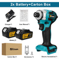 688N.m 1/4'' Brushless Electric Screwdriver Cordless Screwdriver Electric Drill Impact Driver Kit for Makita 18V Battery Pin