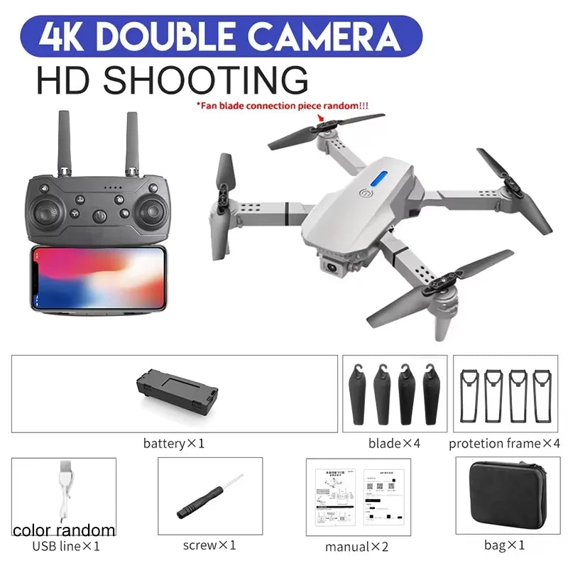 4K Camera Drone - Foldable Quadcopter with HD Lens for Beginners 4K-Grey-DC-1B Tidesmit
