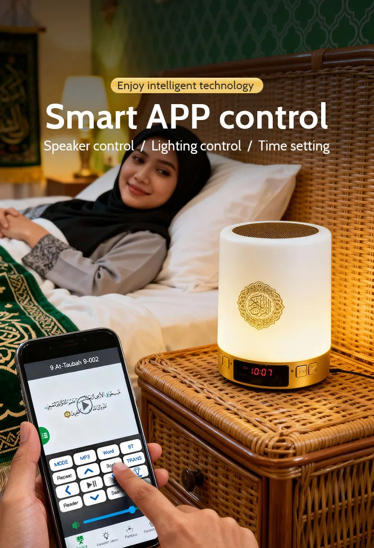 Azan Clock Quran Muslim Islamic Arab Koran Ramadan Bluetooth Speaker Wireless Portable Bright Lamp Holy Night Light Islam Arabic