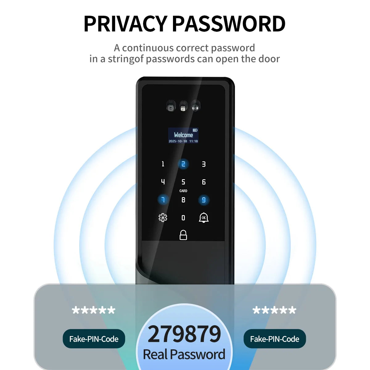 Waterproof Smart Door Lock with Camera Video Monitoring Intercom Palm Vein 3D Face Recognition Tuya Electric Door Lock