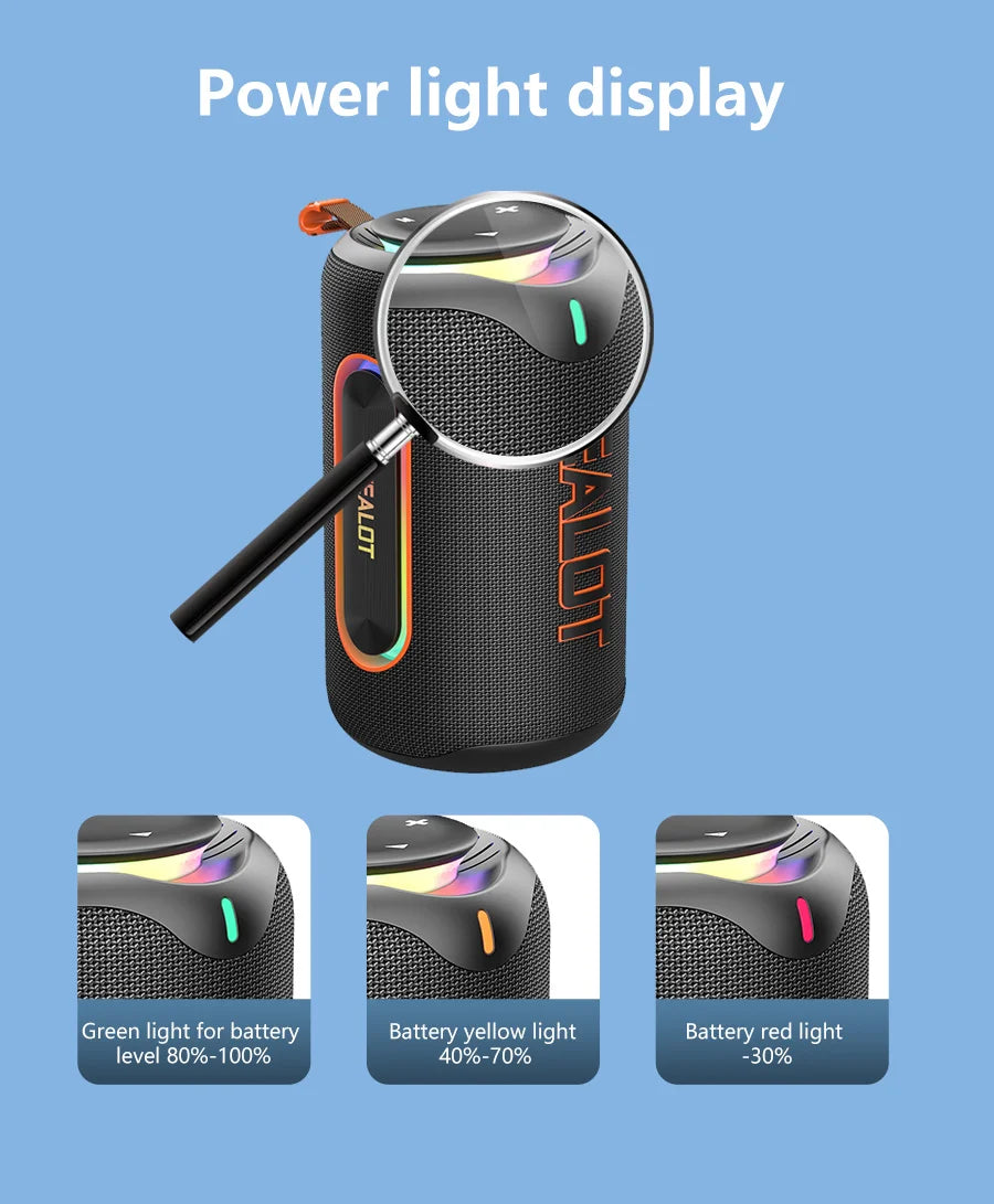 ZEALOT-MP1 60W Wireless Speakers,RGB Light,30 Hours Playtime,, Waterproof IPX 6,Wireless Speaker, Dual Pairing, 8000mAh Battery.