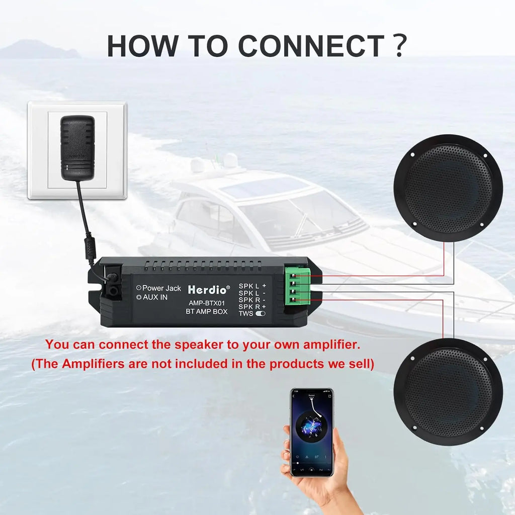 Herdio 4'' 160W 2PCS Waterproof Ceiling Marine Speaker Surround Sound Speaker For Kitchen Bathroom Yacht Outdoor Boat Home