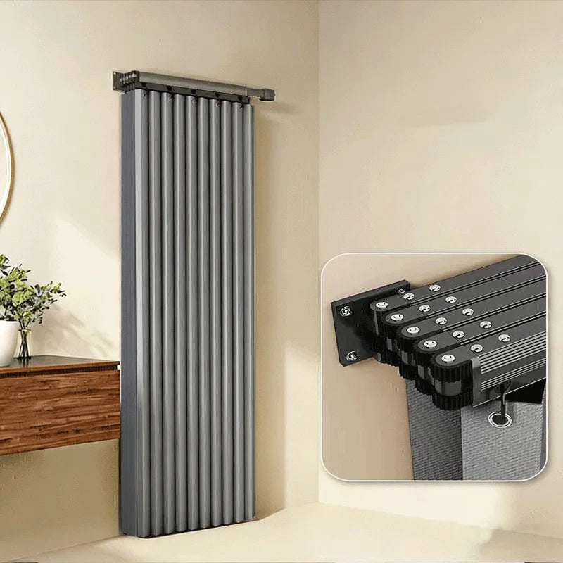 Foldable Shower Curtain Rod Set Invisible Bathroom Partition Waterproof High-End Dry Wet Separation Eye Protection Included
