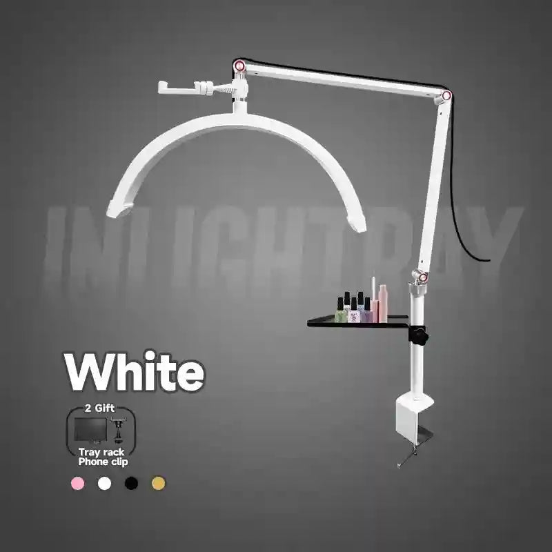 Half-Moon LED Beauty Light - Adjustable Table Lamp for Lash Artists White Standard Tidesmit