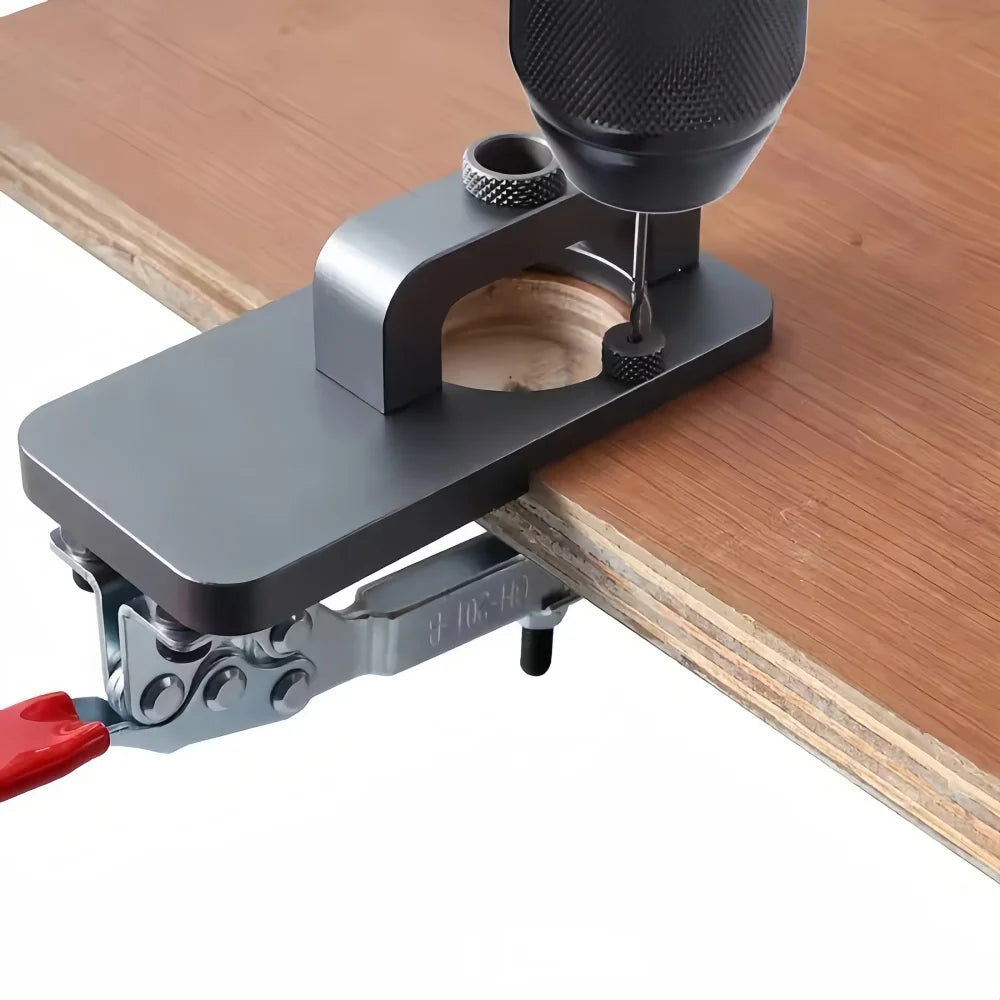 35mm Hinge Jig Kit - Adjustable Drill Guide Template for Cabinet Doors, Woodworking Positioning Tool with Depth Stop