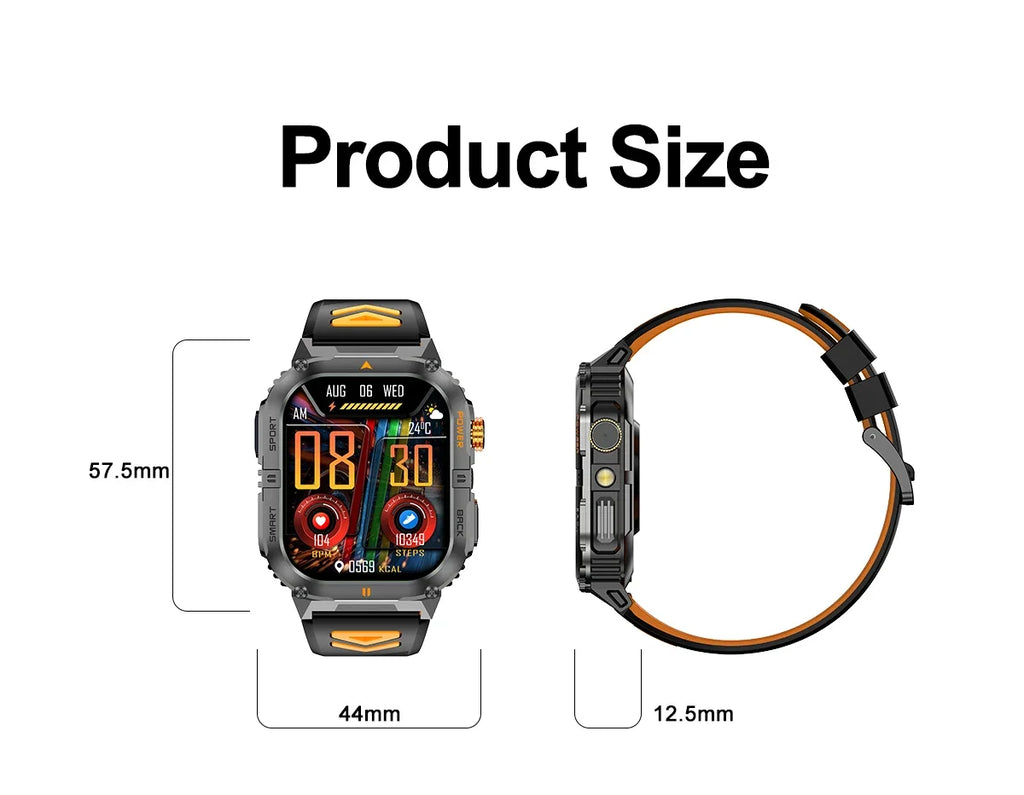 Hot Sell Gifts 2026 New Military SmartWatch Men Outdoor Sports IP68 Waterproof  LED Bluetooth Call Health Monitoring Men Women