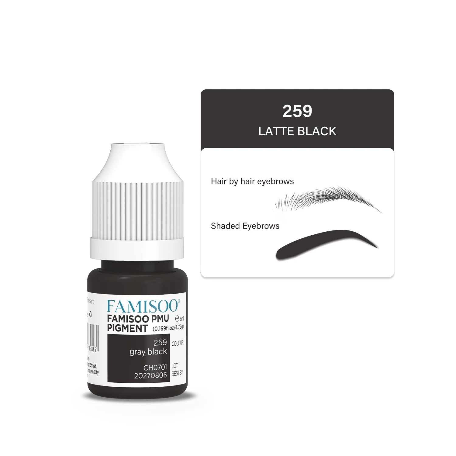 Professional Microblading Eyebrow Tattoo Ink - Long-Lasting 5ml Pigment Permanent Makeup Machines 259 Gray black China