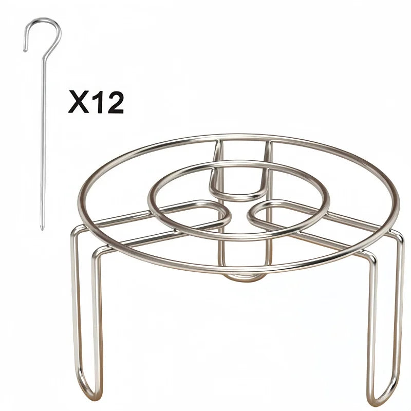 Stainless steel vertical grill skewer set with 12 hanging skewers