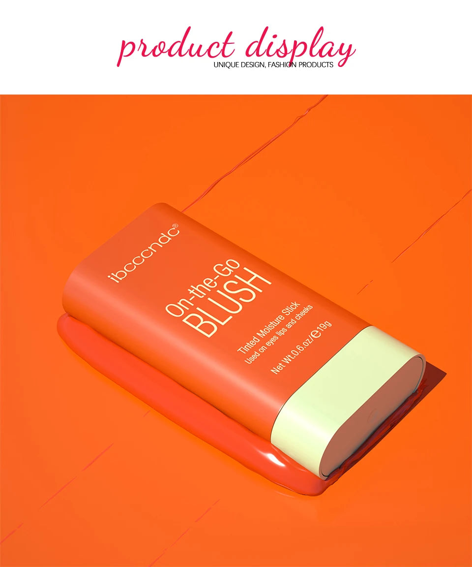 Tidesmit high color rotating blush cream in orange for long-lasting waterproof moisturizing face makeup swatch