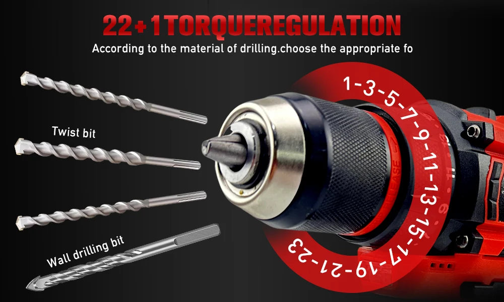 PXNBMB 16.8V 60NM Torque Brushless Electric Drill 10mm Metal Ratchet Chuck Cordless Drill Electric Screwdriver DIY Power Tools