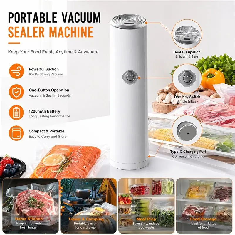 【618 SUMMER SALE】Portable Handheld Vacuum Sealer Food Vacuum Pump Food Storage Vacuum Sealer Machine