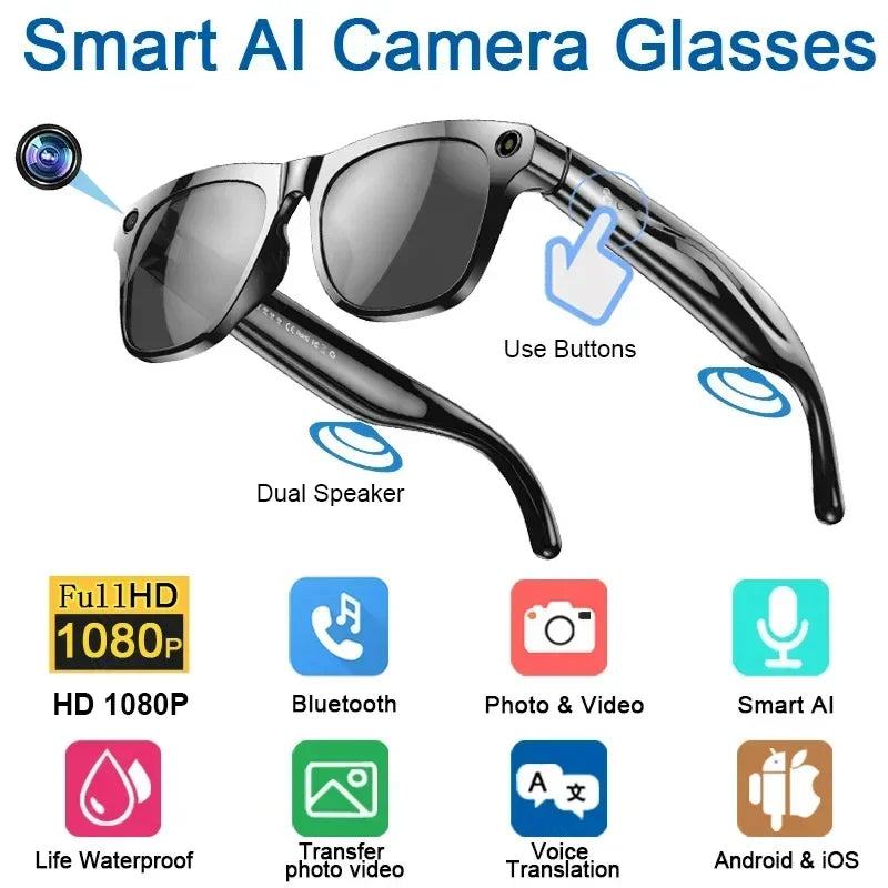 AI Smart Glasses with 8K Camera & Bluetooth Audio - Tidesmit Tidesmit