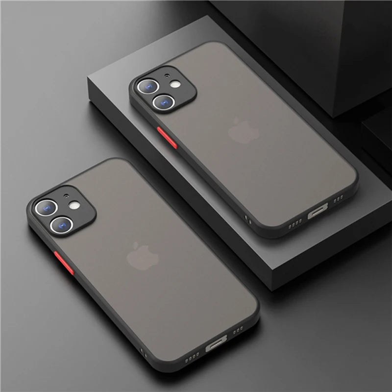 Matte Clear iPhone Case - Shock-Absorbing Slim Fit Cover for iPhone Black Tidesmit