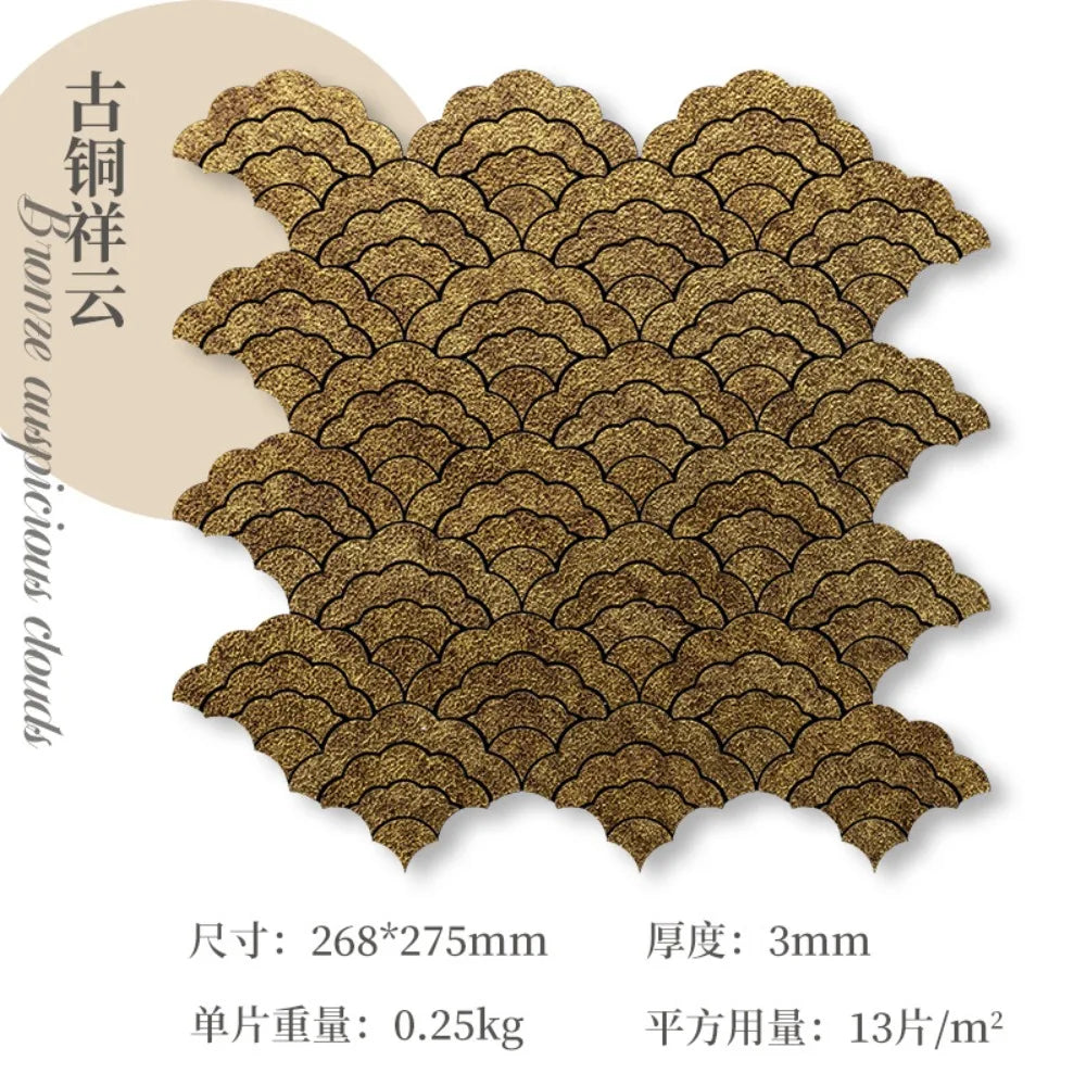 Gold cloud-scale self-adhesive wall sticker, 268x275mm, 3mm thick
