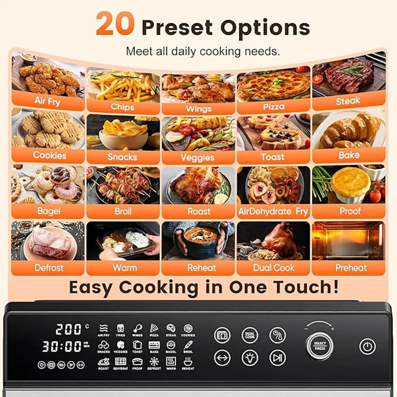 OEM 30L 18-in-1 Electric Air Fryer Oven Toaster Oven Combo 13inches Pizza Roast Oven With 4 Accessories For Household Use